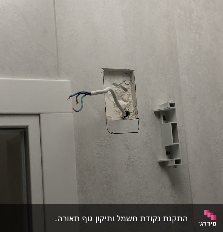 חוטי חשמל חשופים יוצאים מקיר